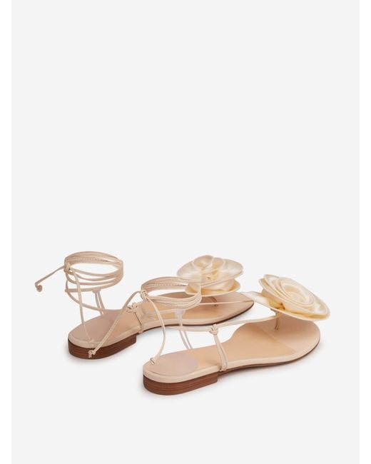 Magda Butrym Natural Floral Flat Sandals