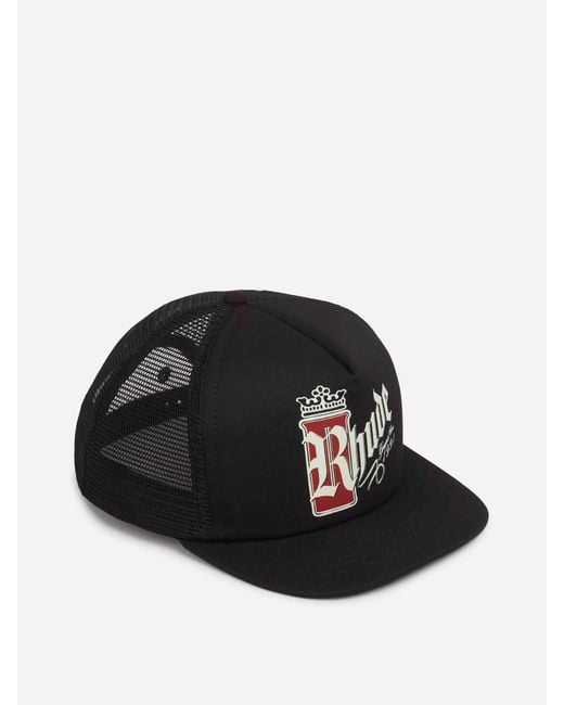 Rhude Black Trucker Hat for men