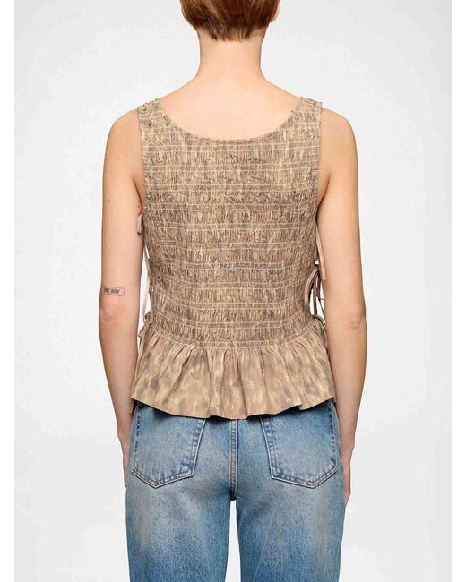Ganni Natural Cotton Peplum Blouse