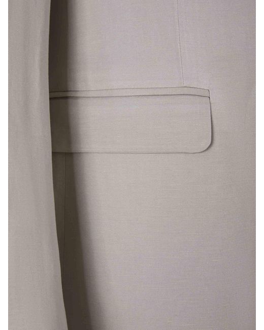 Canali Gray Linen And Silk Blazer for men