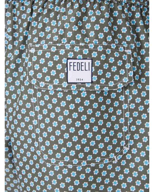 Fedeli Blue Printed Swimsuit for men
