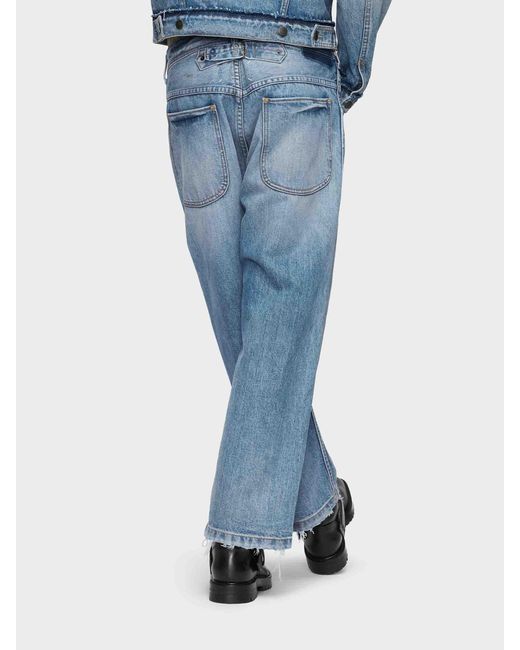 Maison Margiela Blue Cropped Straight Leg Jeans for men
