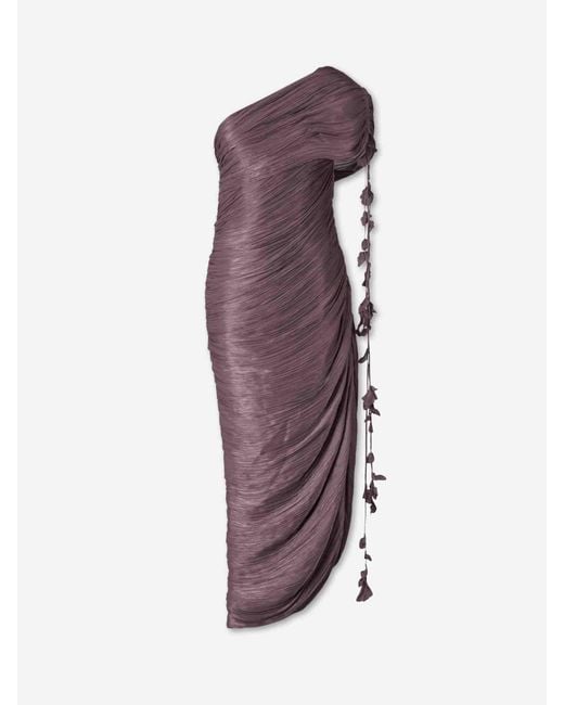 Marmar Halim Purple Draped Midi Dress