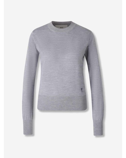 AMI Blue High Neck Sweater