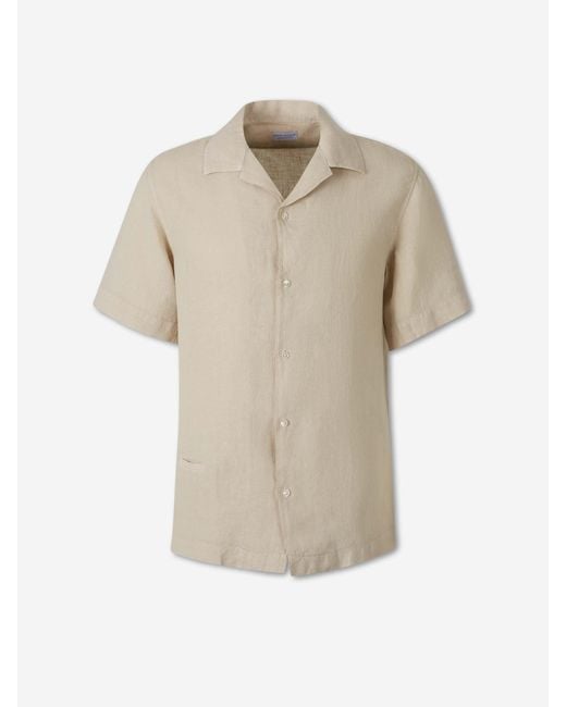 Santa Eulalia Natural Short Sleeve Linen Shirt for men