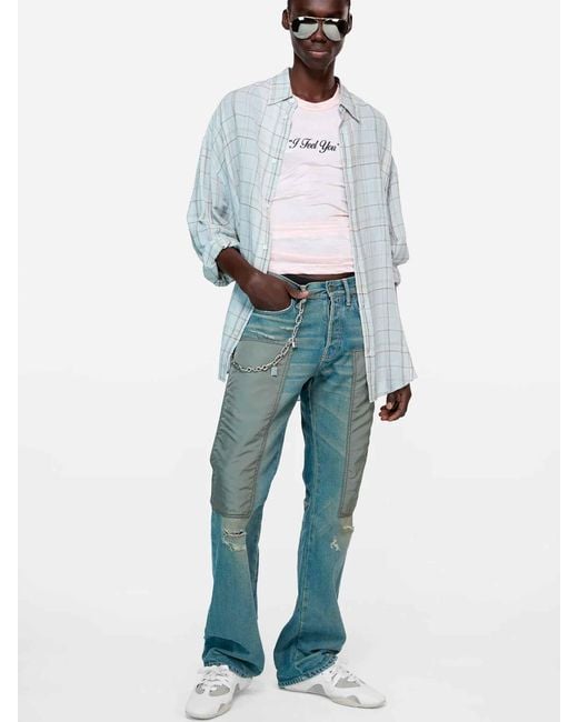 Acne Gray Plaid Pattern Shirt for men