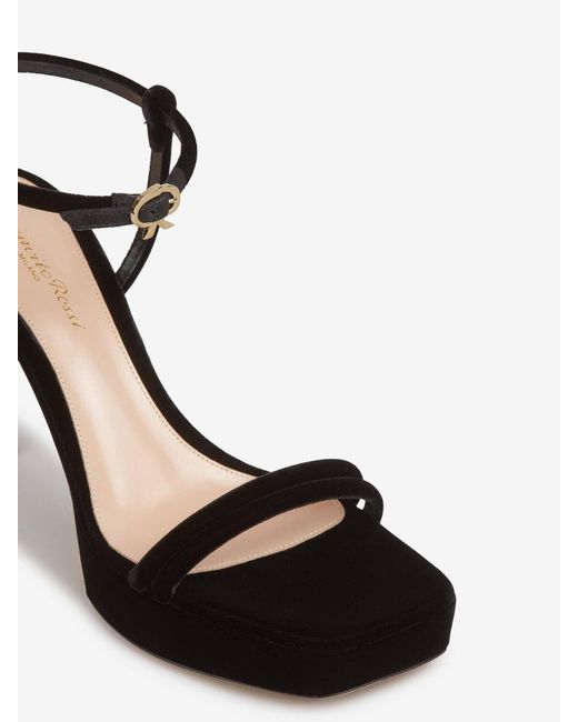 Gianvito Rossi Black Velcro Heel Sandal