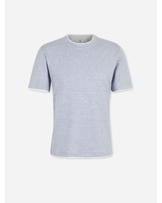 Brunello Cucinelli Blue Round Neck T-Shirt for men