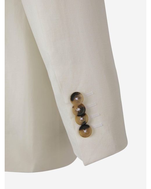 Canali White Linen And Silk Blazer for men