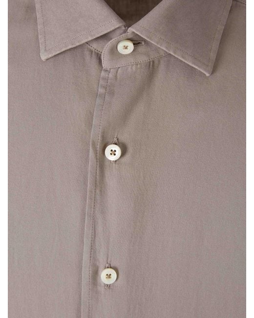 Santa Eulalia Gray Plain Cotton Shirt for men