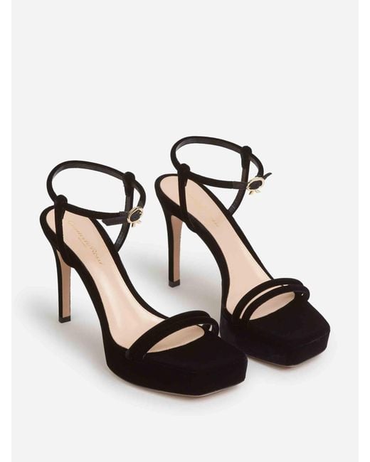Gianvito Rossi Black Velcro Heel Sandal
