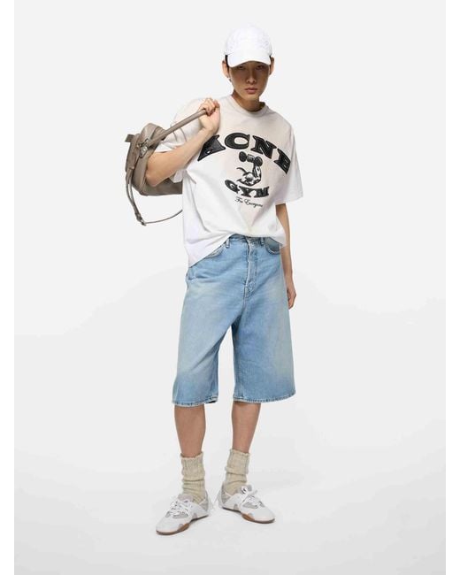 Acne White Round Neck T-Shirt for men