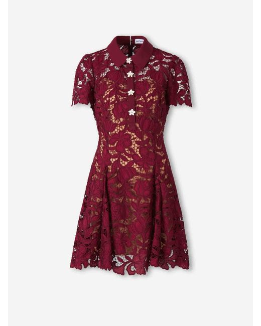Self-Portrait Red Lace Mini Dress