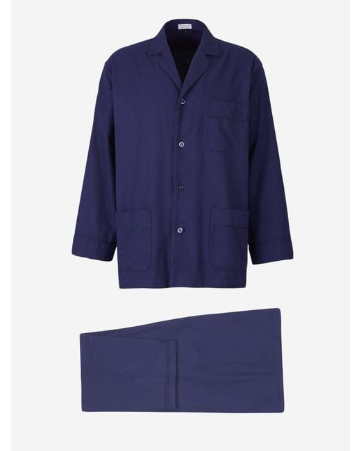 Santa Eulalia Blue Plain Cotton Pajama Set for men