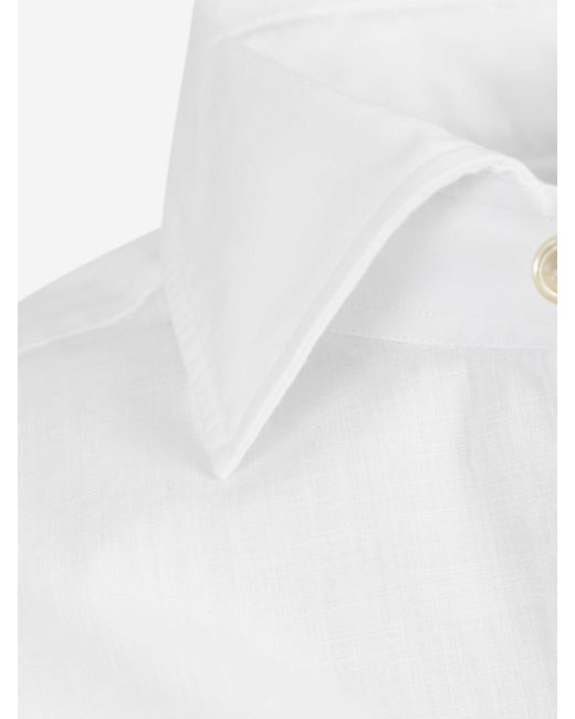 Luigi Borrelli Napoli White Long Sleeve Shirt for men