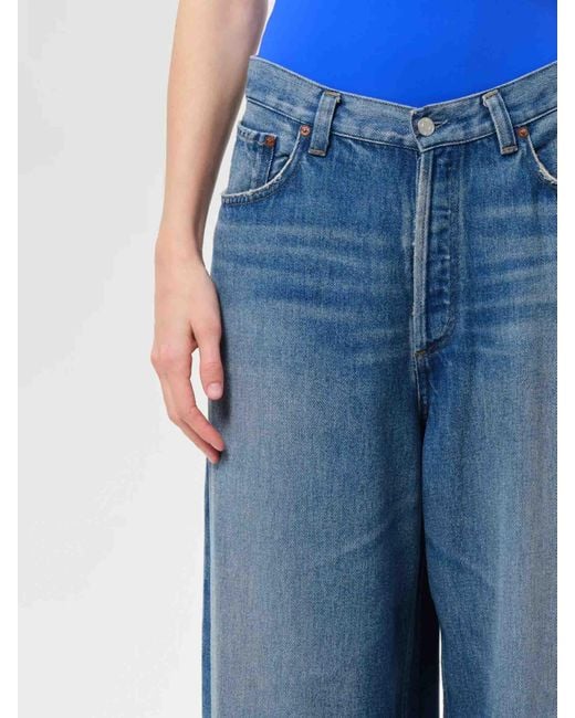 Agolde Blue Wide Leg Rounded Jeans