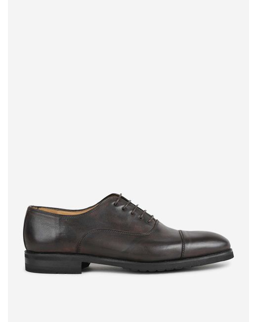 Bontoni Gray Savoia Leather Shoes for men