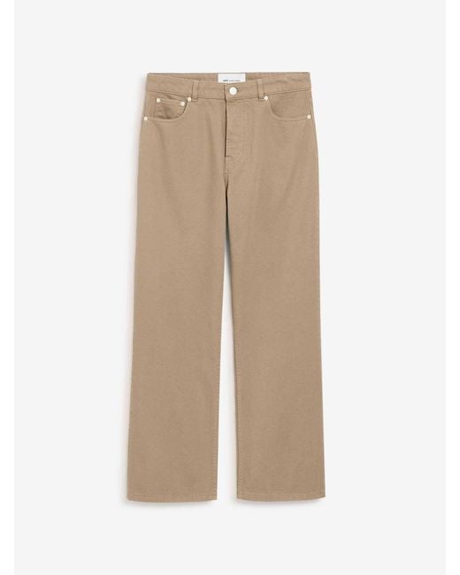 AMI Natural Wide Leg Cotton Jeans for men