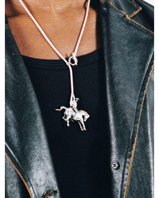 Twojeys White Bow Necklace for men