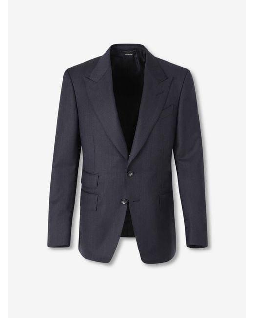 Tom Ford Blue Straight Wool Suit for men