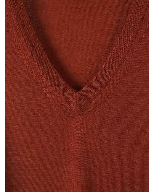 Santa Eulalia Red Cashmere V-Neck Sweater for men
