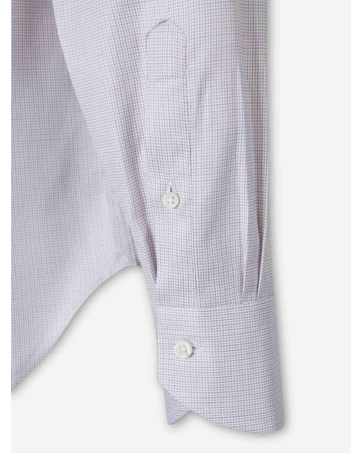 Canali Blue Micro Print Cotton Shirt for men