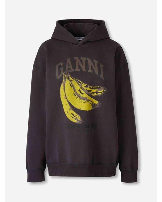 Ganni Black Crew Neck Sweatshirt