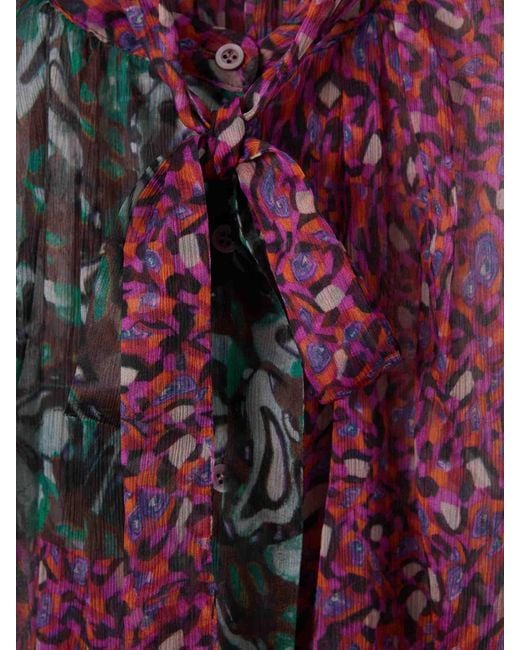 Dries Van Noten Red Silk Blouse With Bow