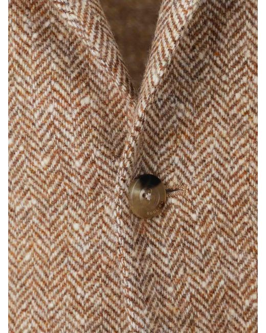 Blazer Spina Di Pesce Lana di Boglioli in Natural da Uomo