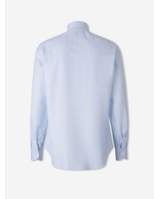 Canali Blue Micro Print Cotton Shirt for men