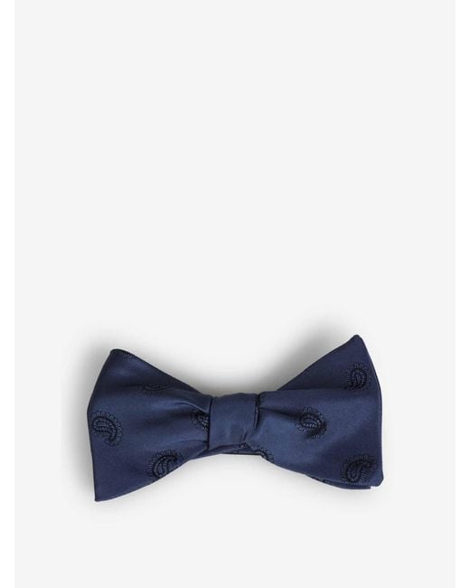 Petronius Blue Paisley Silk Bow Tie for men