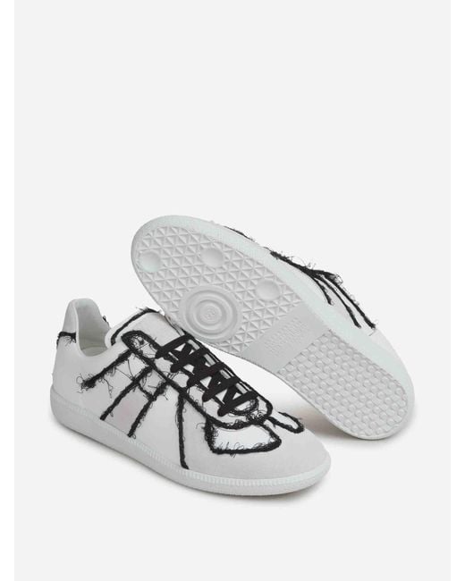 Maison Margiela White Leather Sneakers With Contrast Trim for men