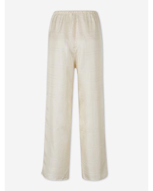 Totême White Monogram Wide Leg Trousers