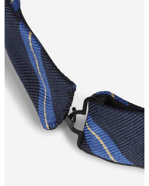 Petronius Blue Silk Striped Bow Tie for men