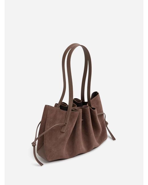 Yuzefi Brown Scallop Shoulder Bag