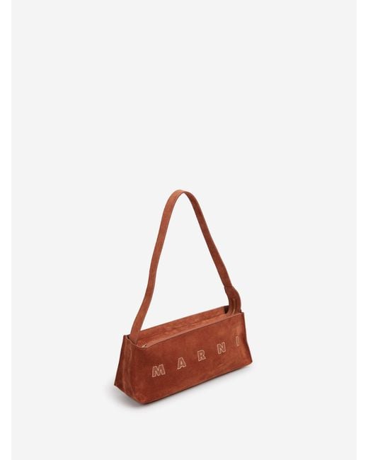 Marni Red Rectangular Suede Bag