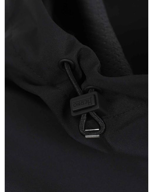 Herno Black Technical Jacket With Hood for men