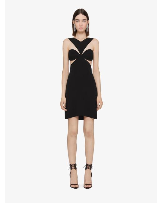 Robe à découpes en crêpe et satin avec détail en strass Givenchy en coloris Black