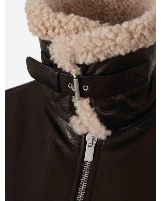 Peserico Black Aviator Leather Jacket
