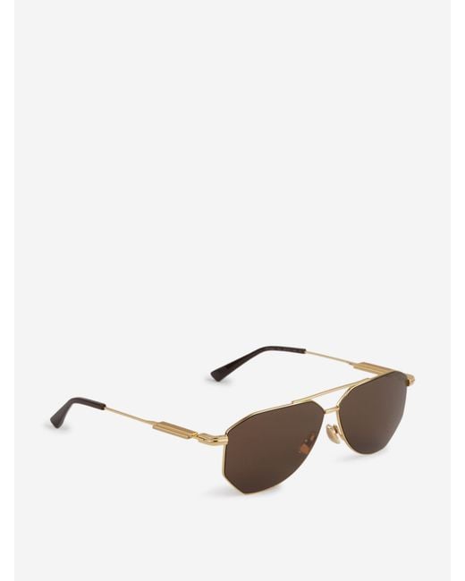 Bottega Veneta Metallic Aviator Sunglasses