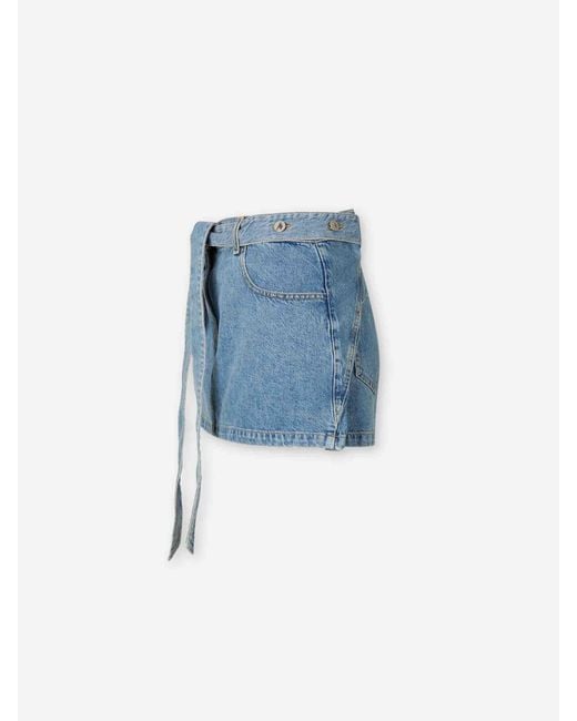 The Attico Blue Denim Mini Skirt
