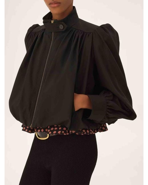 Veste Raccourcie En Toile De Coton À Fronces Chloé en coloris Black