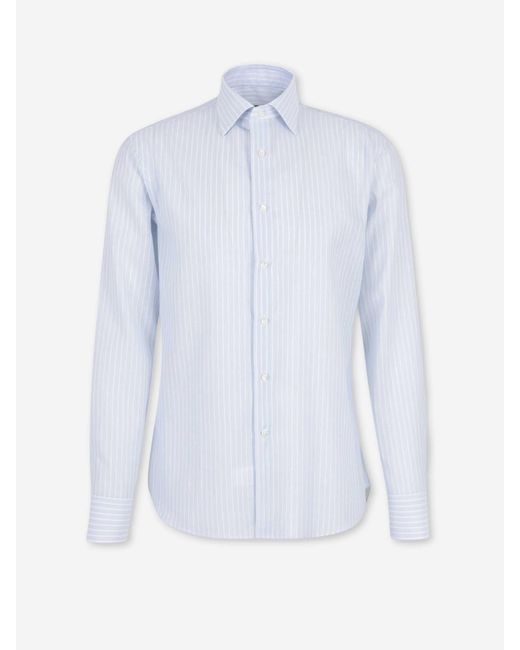 Canali White Striped Dress Shirt for men