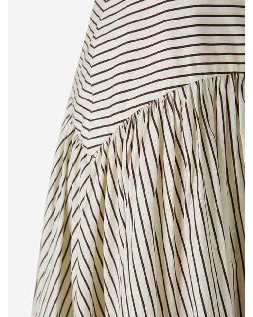 Staud White Striped Midi Skirt