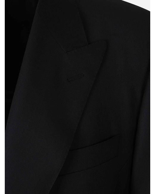 Canali Black Plain Wool Morning Coat for men