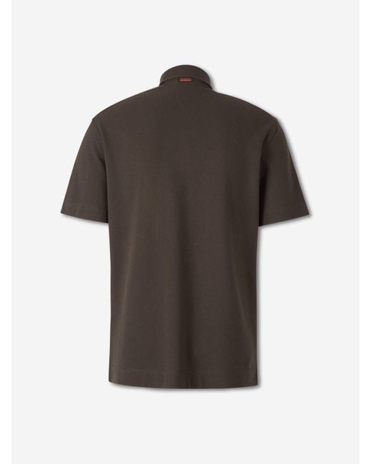 Zegna Black Short-Sleeve Polo Shirt for men
