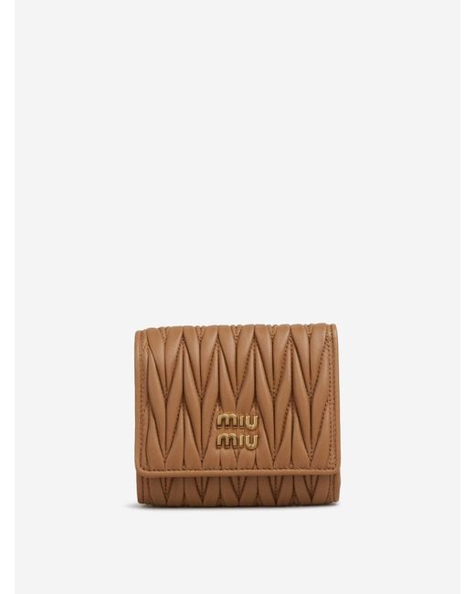 Miu Miu Brown Small Matelassé Wallet