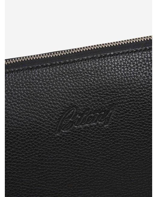 Brioni Black Leather Document Holder for men