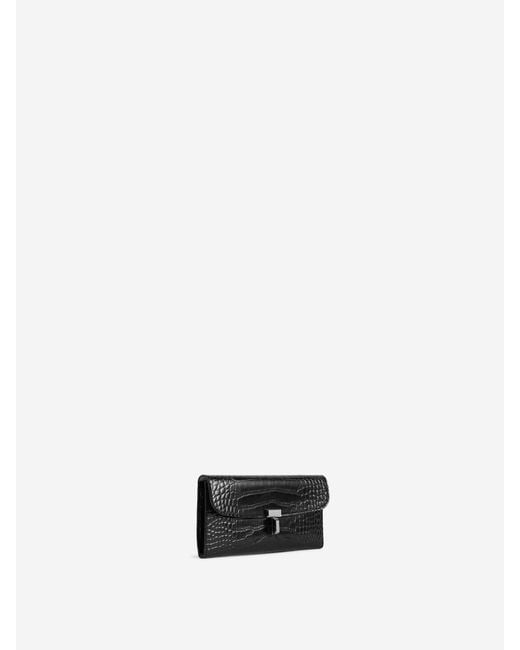 Totême  White T-Lock Crocodile Wallet
