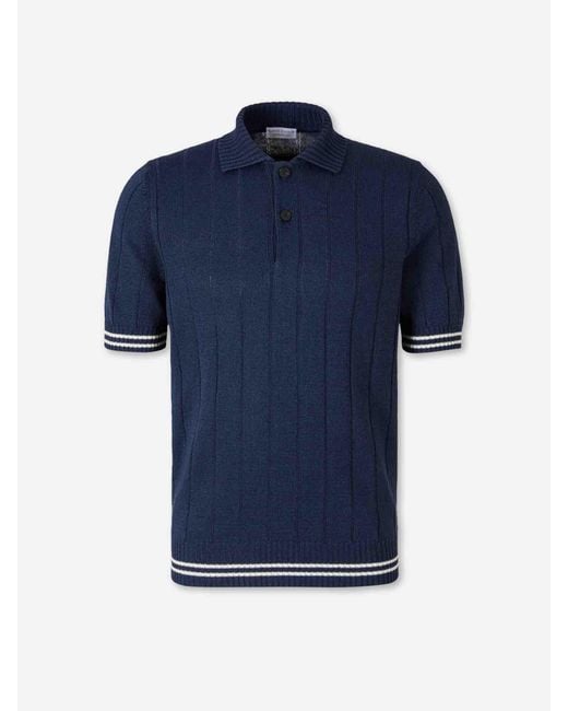 Santa Eulalia Blue Linen Knit Polo Shirt for men